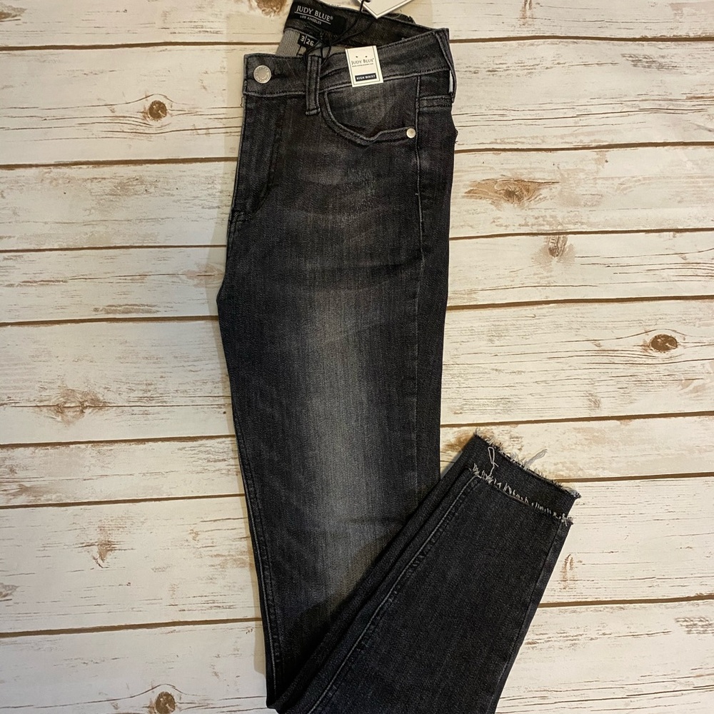 Judy Blue grey skinny high waist 3 26 frayed
